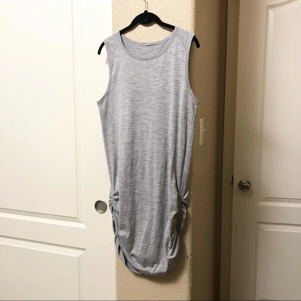 lululemon athletica Heather Gray Sleeveless Ruched Mini Dress